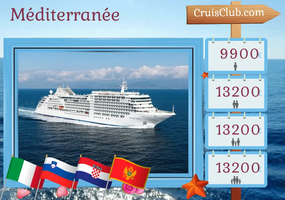 Croisière en Méditerranée au départ de Venise à bord du navire Silver Muse avec des escales en Italie, Slovénie, Croatie et Monténégro pendant 10 jours
