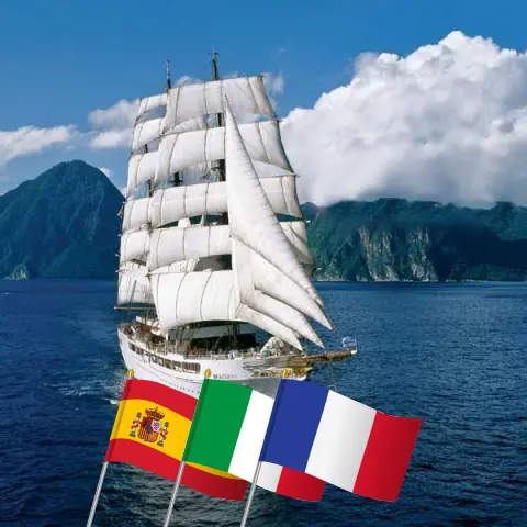 Cruise in the Mediterranean from Palma to Livorno aboard Sea Cloud II ship with visits to Spain, Italy, and France for 9 days