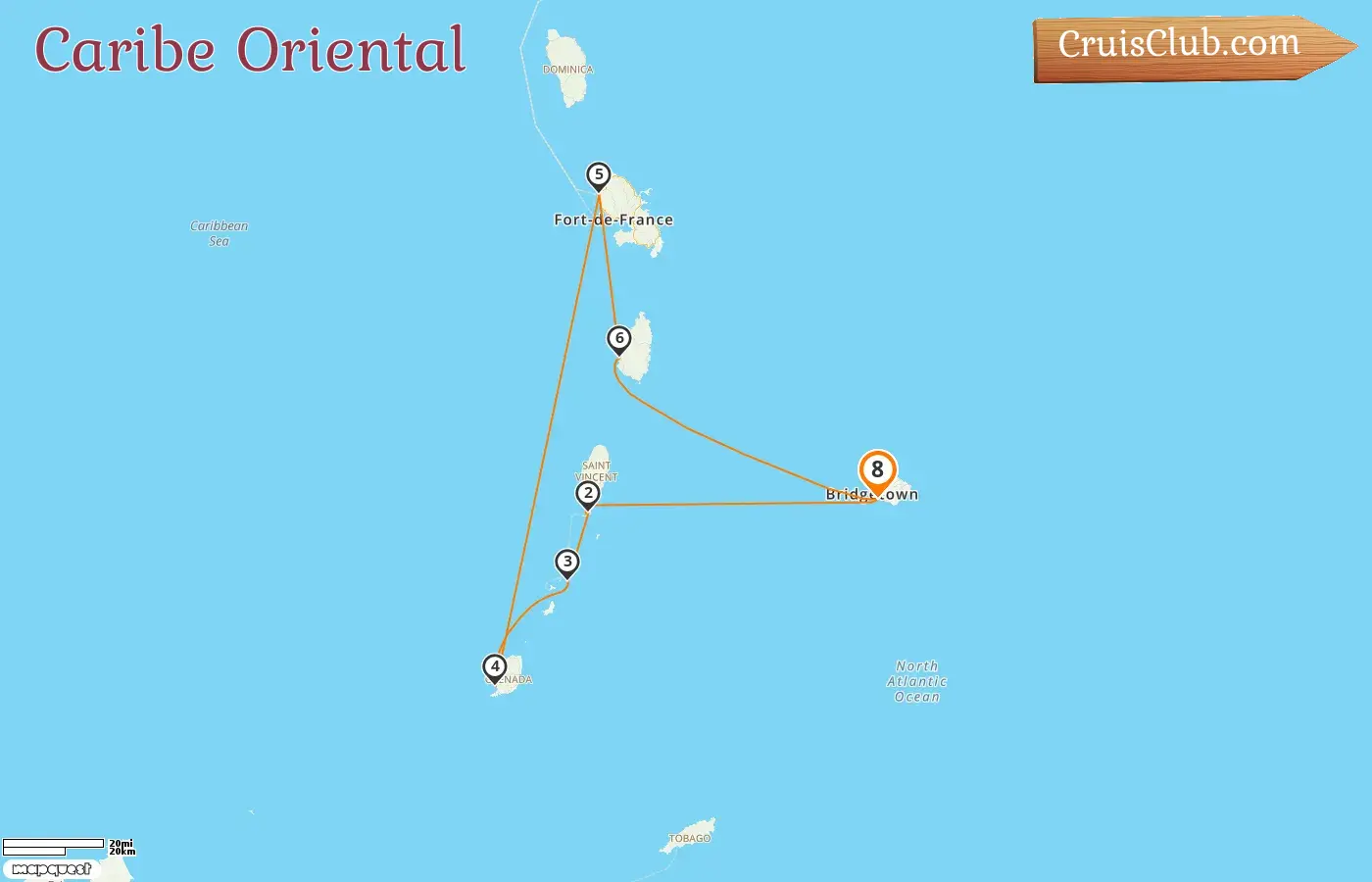 Crucero por el Caribe Oriental desde Bridgetown a bordo del barco Sea Cloud II con visitas a Barbados, San Vicente y las Granadinas, Granada, Martinica y Santa Lucía durante 8 días