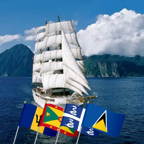 Cruise in the Eastern Caribbean from Bridgetown aboard Sea Cloud II ship with visits to Barbados, Saint Vincent and the Grenadines, Grenada, Martinique, and Saint Lucia for 8 days