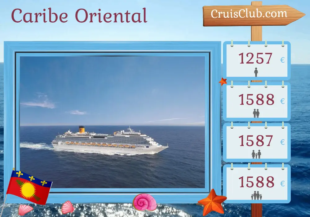 Cruzeiro no Caribe Oriental de Pointe-à-Pitre a bordo do navio Costa Fascinosa com visitas a Guadalupe e República Dominicana por 8 dias