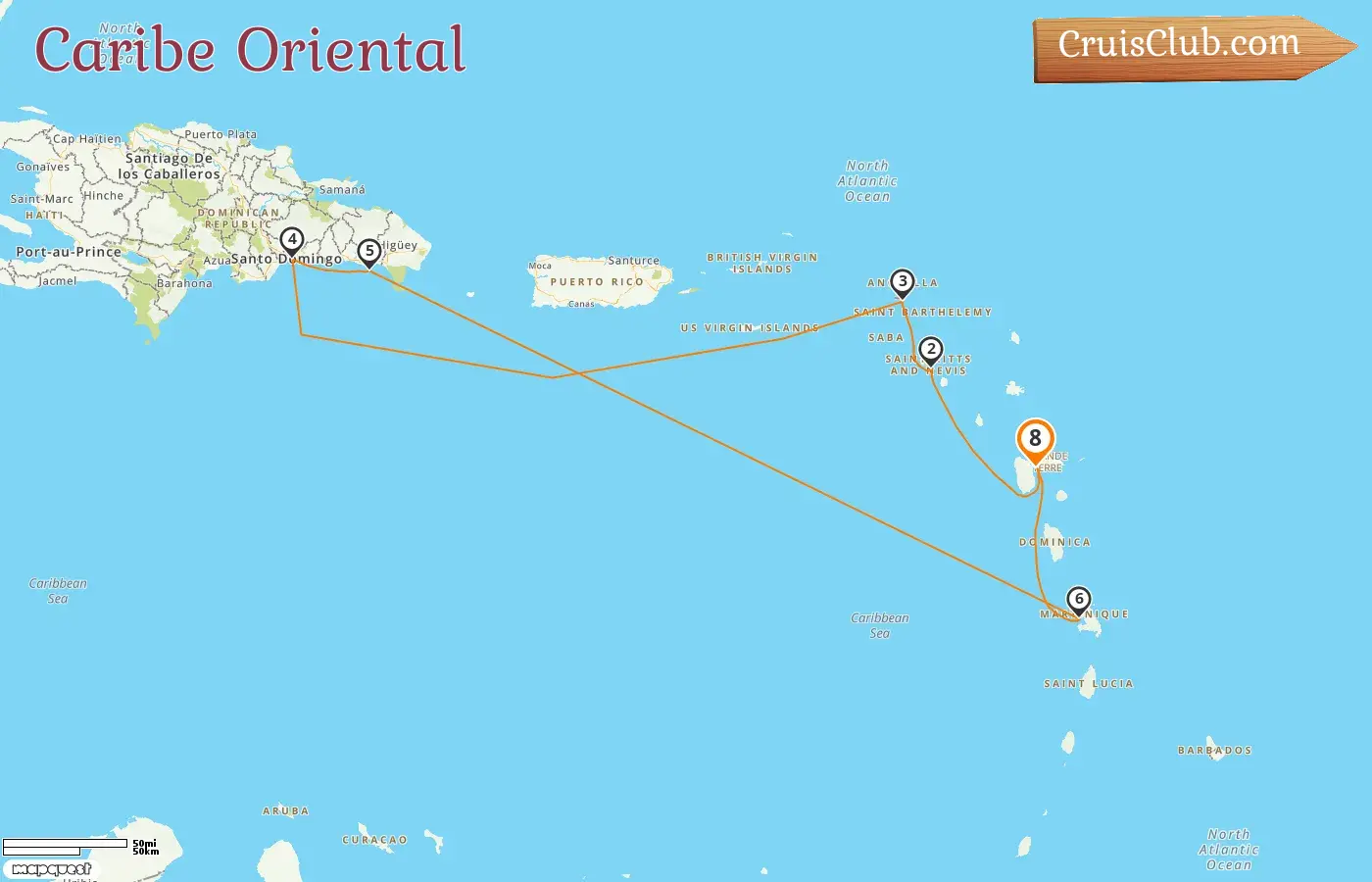 Cruzeiro no Caribe Oriental de Pointe-à-Pitre a bordo do navio Costa Fascinosa com visitas a Guadalupe e República Dominicana por 8 dias