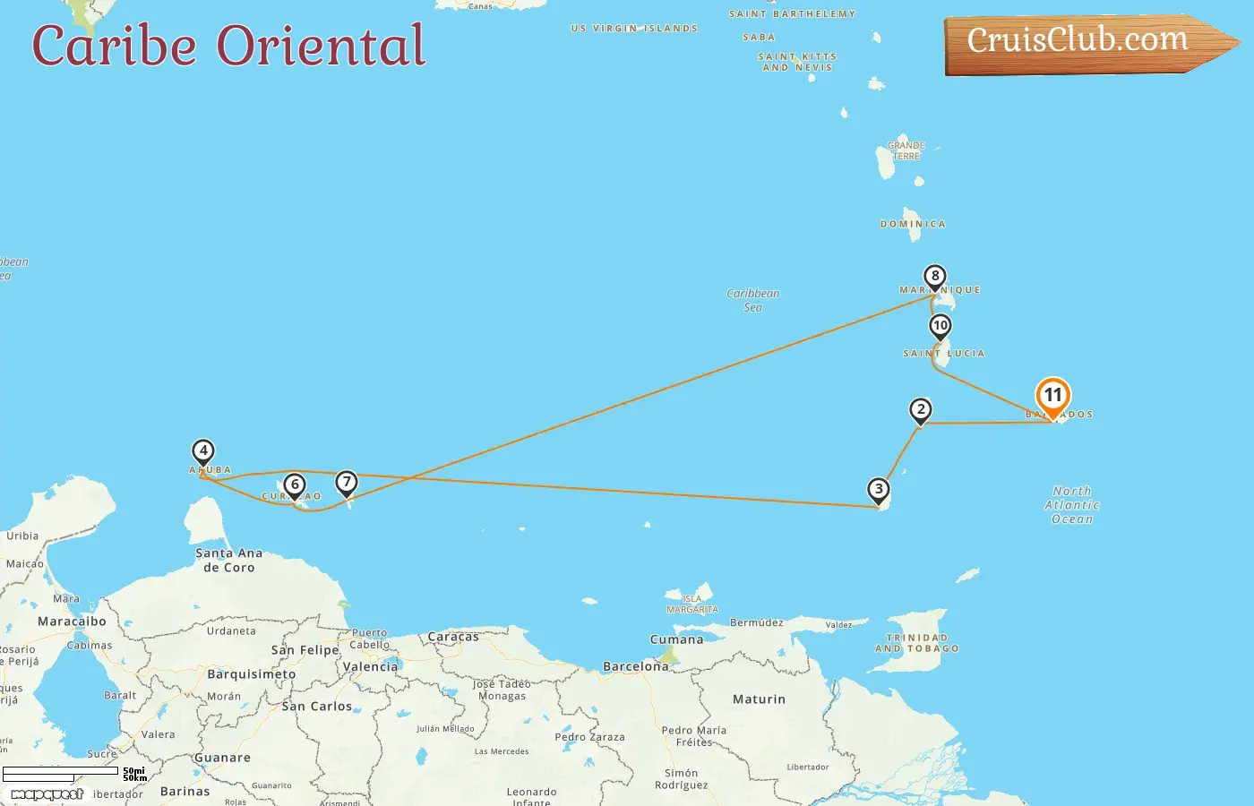 Crucero por el Caribe Oriental desde Bridgetown a bordo del barco Silver Spirit con visitas a Barbados, San Vicente y las Granadinas, Granada, Aruba y Curazao durante 11 días