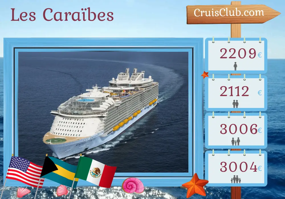 Croisière dans les Caraïbes au départ de Galveston à bord du navire Symphony of the Seas avec des escales aux États-Unis, aux Bahamas et au Mexique pendant 9 jours