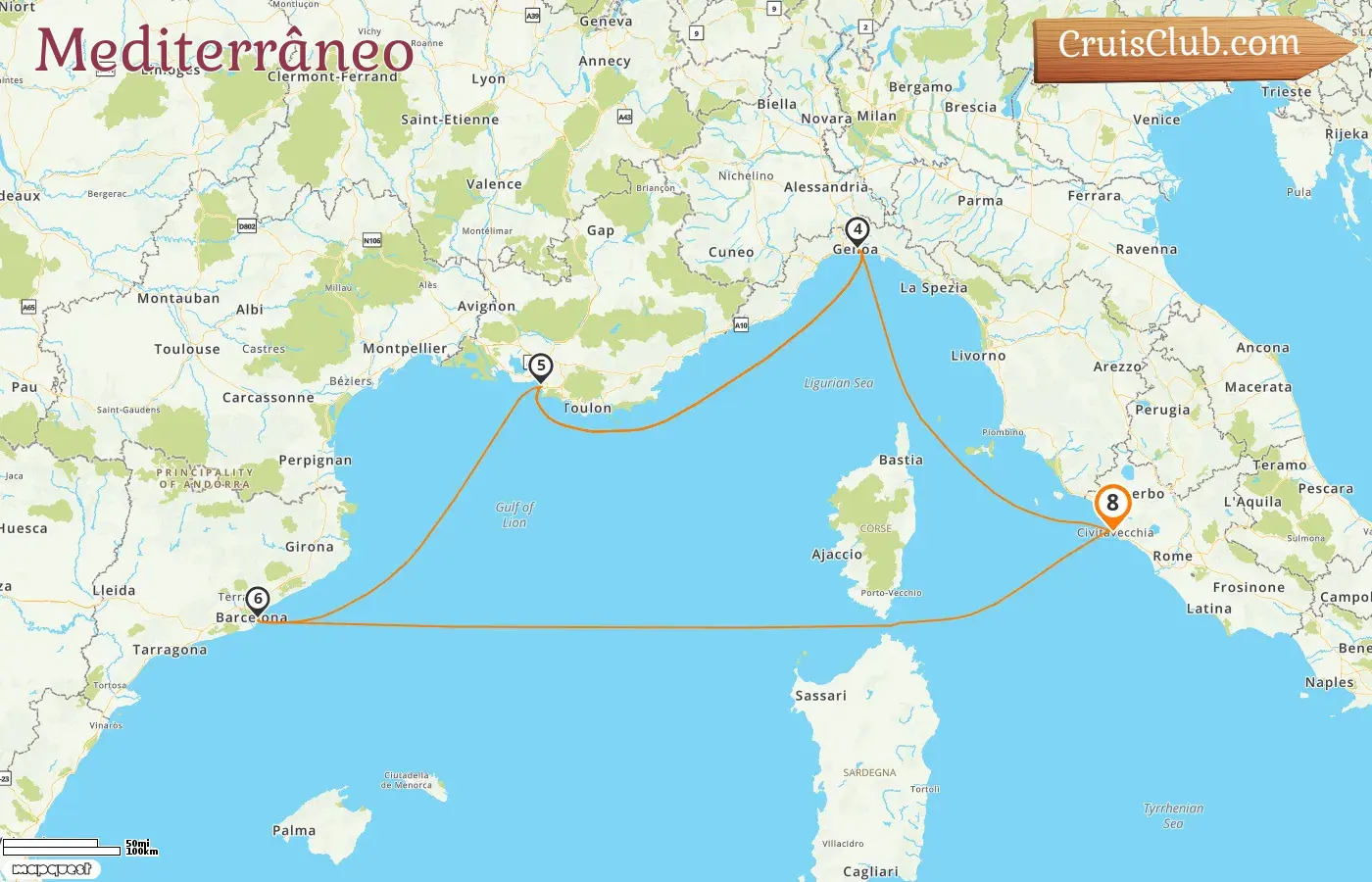 Cruzeiro no Mediterrâneo a bordo do navio MSC Magnifica com visitas à Itália, França e Espanha por 8 dias