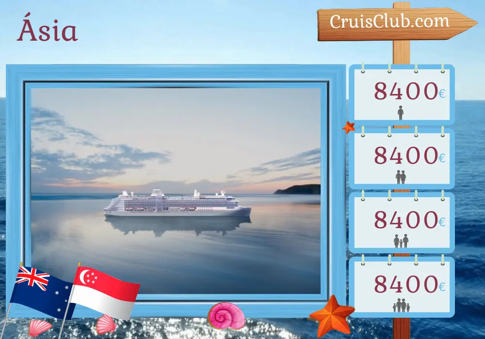 Cruzeiro na Ásia de Darwin a Singapura a bordo do navio Silver Nova com visitas à Austrália, Indonésia e Singapura por 9 dias