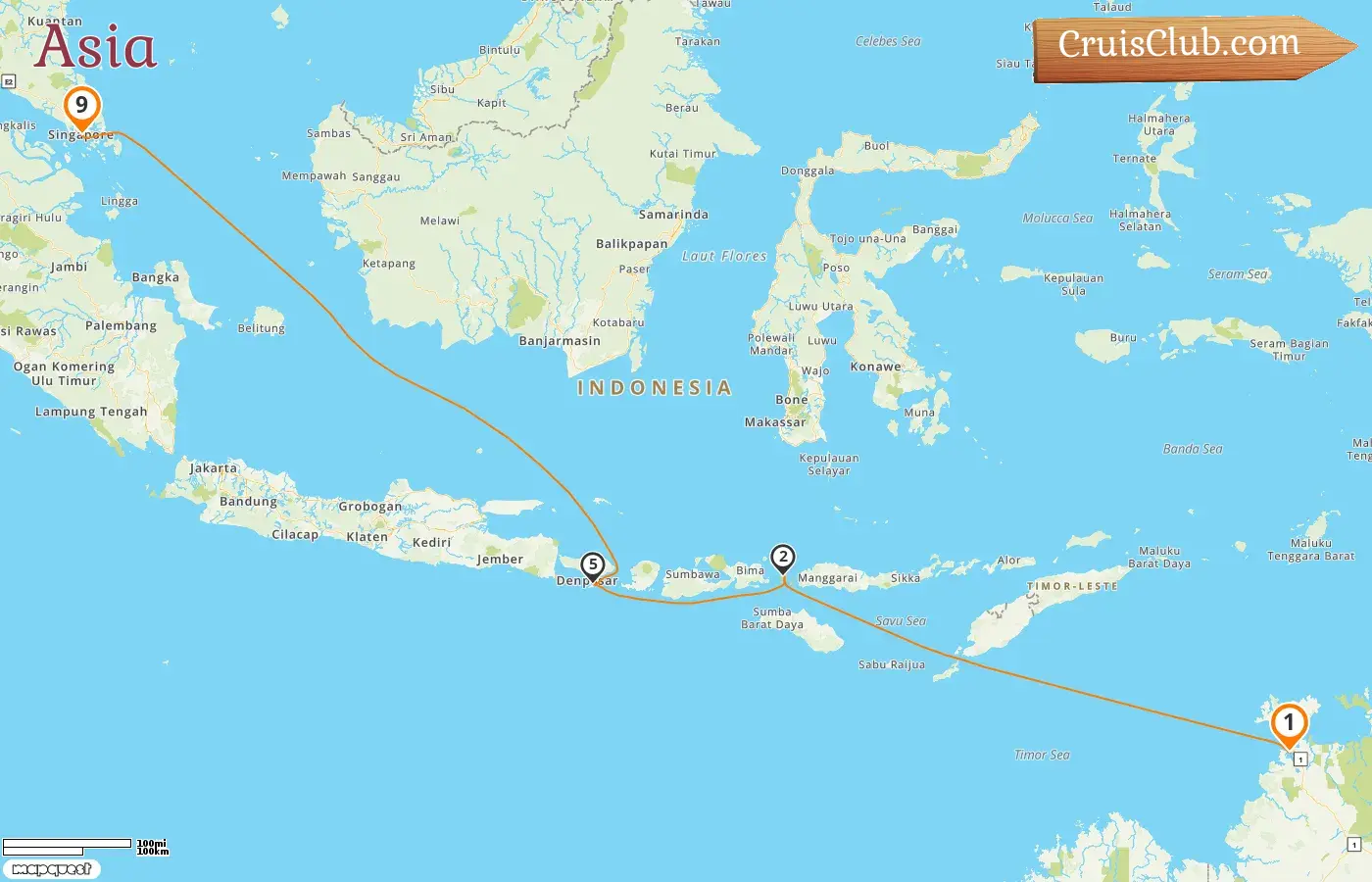 Cruise in the Asia from Darwin to Singapore aboard Silver Nova ship with visits to Australia, Indonesia, and Singapore for 9 days