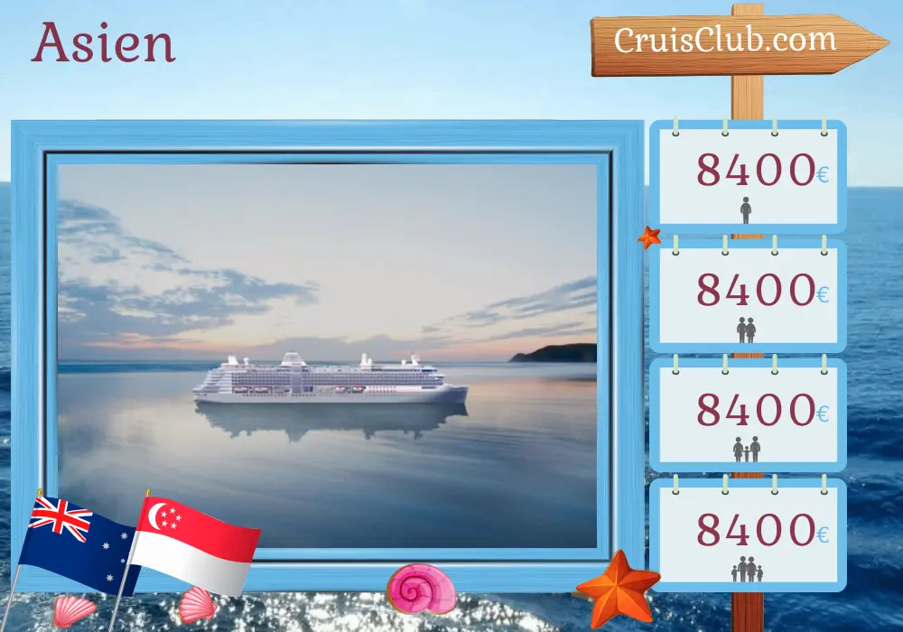 Kreuzfahrt in Asien von Darwin nach Singapur an Bord des Schiffes Silver Nova mit Besuchen in Australien, Indonesien und Singapur für 9 Tage
