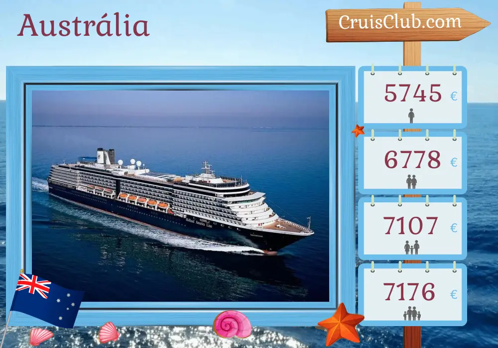 Cruzeiro na Austrália saindo de Sydney a bordo do navio Noordam com visitas à Austrália por 15 dias