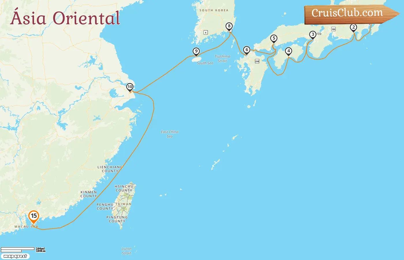 Cruzeiro no Leste Asiático de Tóquio para Hong Kong a bordo do navio Westerdam com visitas ao Japão, Coreia do Sul, China e Hong Kong por 15 dias