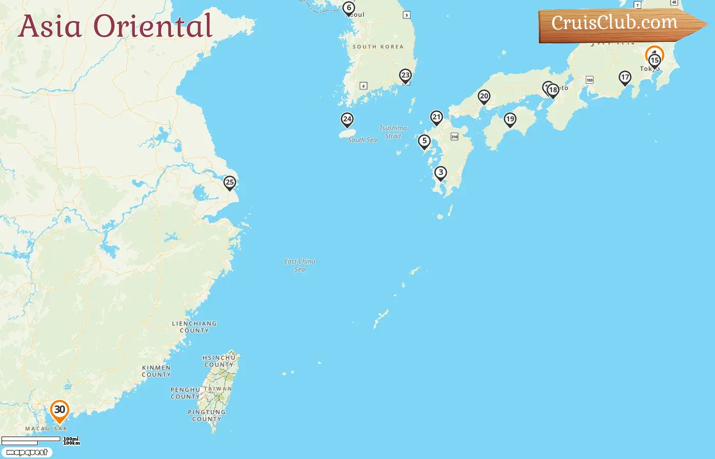 Crucero en el este de Asia de Tokio a Hong Kong a bordo del barco Westerdam con visitas a Japón, Corea del Sur, China y Hong Kong durante 30 días