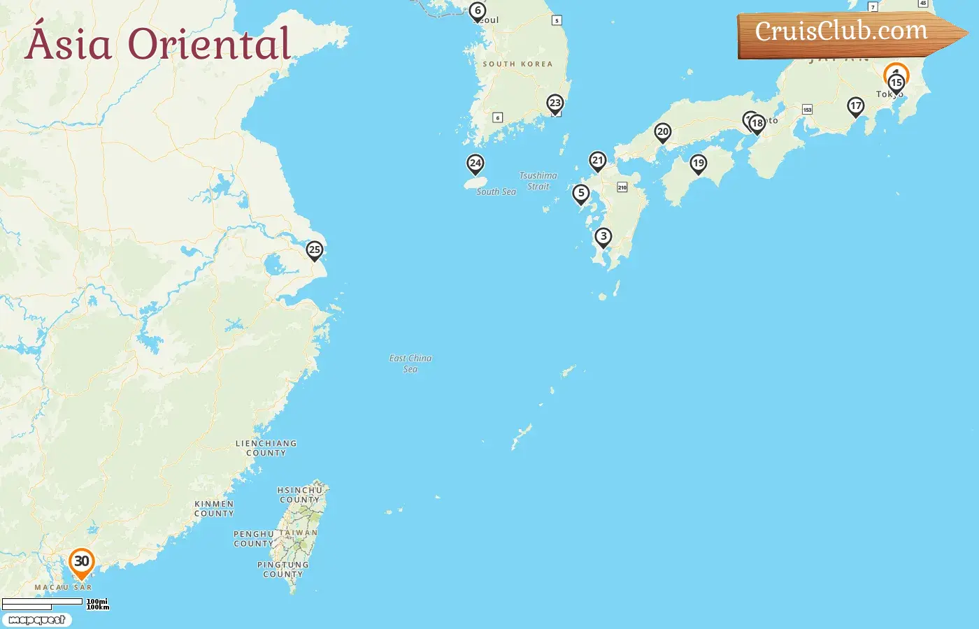 Cruzeiro no Leste da Ásia de Tóquio a Hong Kong a bordo do navio Westerdam com visitas ao Japão, Coreia do Sul, China e Hong Kong por 30 dias