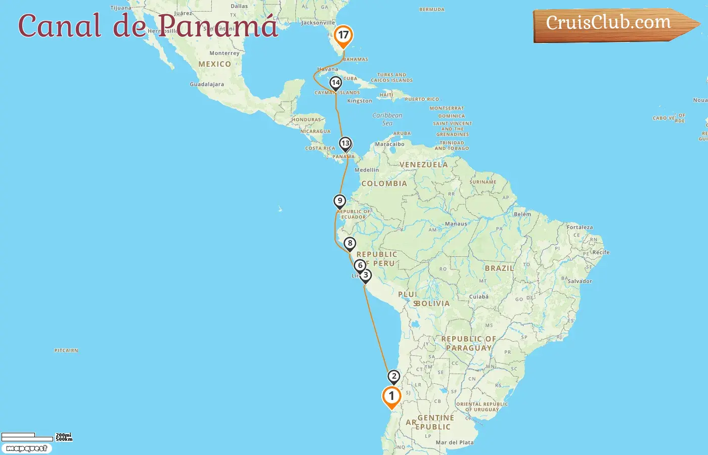 Crucero por el Canal de Panamá de San Antonio a Fort Lauderdale a bordo del barco Oosterdam con visitas a Chile, Perú, Ecuador, Panamá, Islas Caimán y Estados Unidos por 17 días
