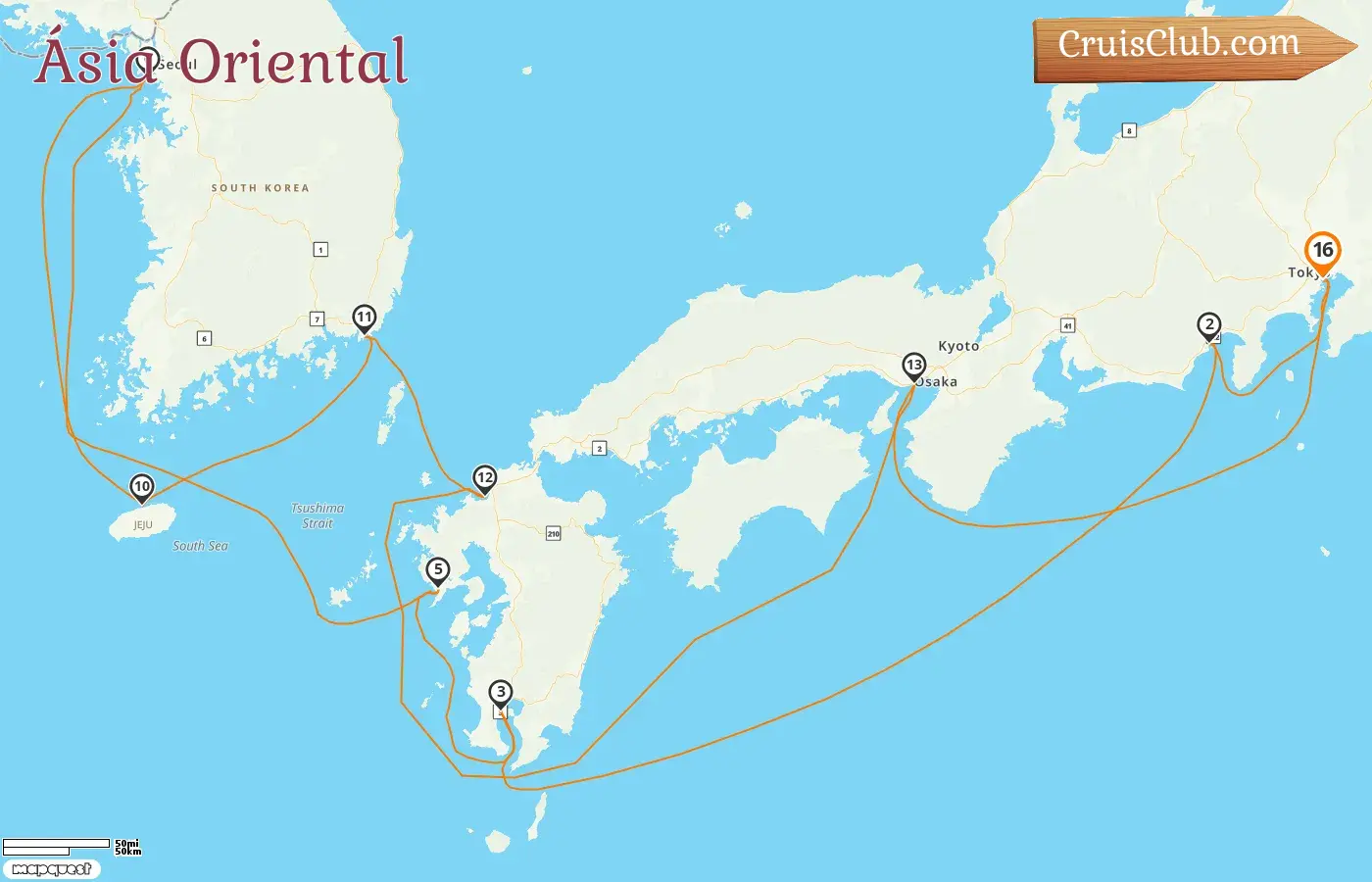 Cruzeiro no Leste da Ásia partindo de Tóquio a bordo do navio Westerdam com visitas ao Japão e Coreia do Sul por 16 dias