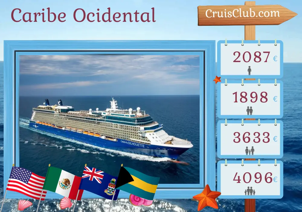 Cruzeiro no Caribe Ocidental de Fort Lauderdale a bordo do navio Celebrity Silhouette com visitas aos EUA, México, Ilhas Cayman e Bahamas por 7 dias