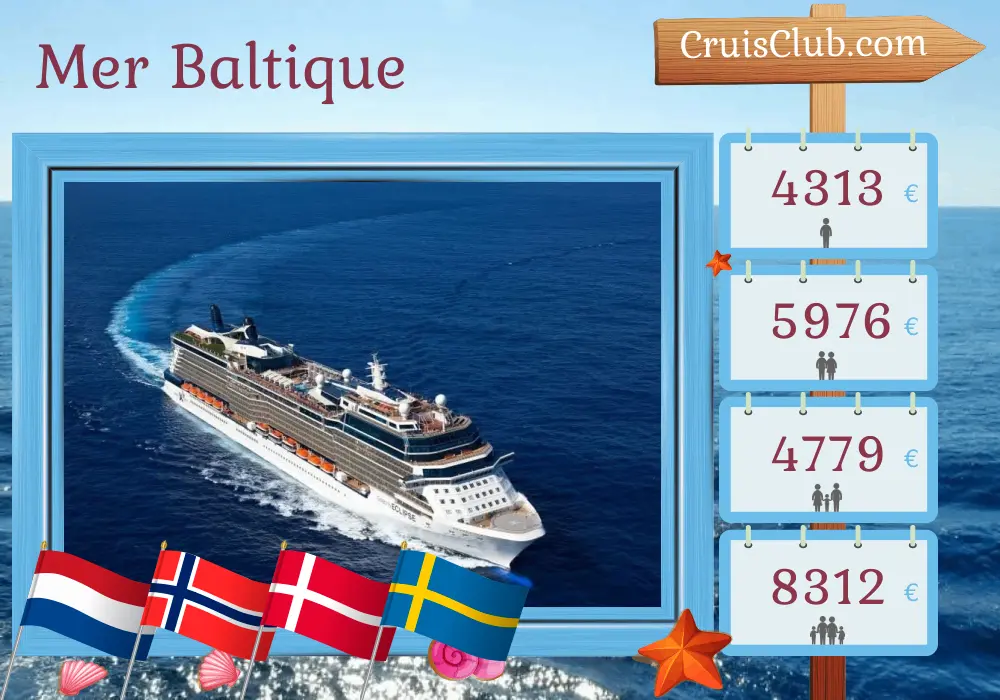 Croisière en mer Baltique à partir d`Amsterdam à bord du navire Celebrity Eclipse avec des visites aux Pays-Bas, en Norvège, au Danemark et en Suède pendant 12 jours