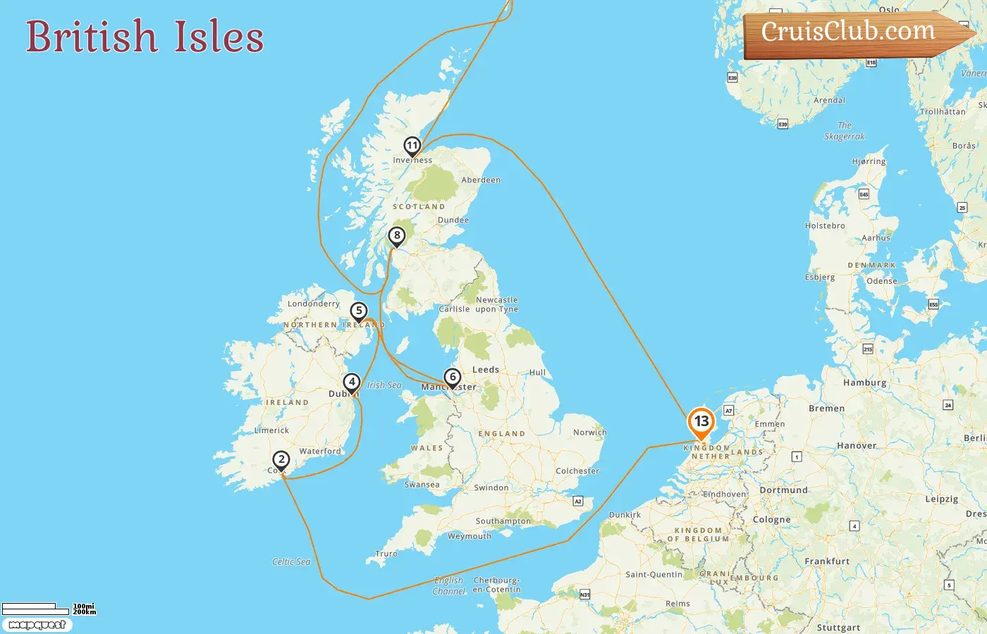Cruise in the British Isles from Amsterdam aboard Celebrity Eclipse ship with visits to Netherlands and Ireland for 13 days