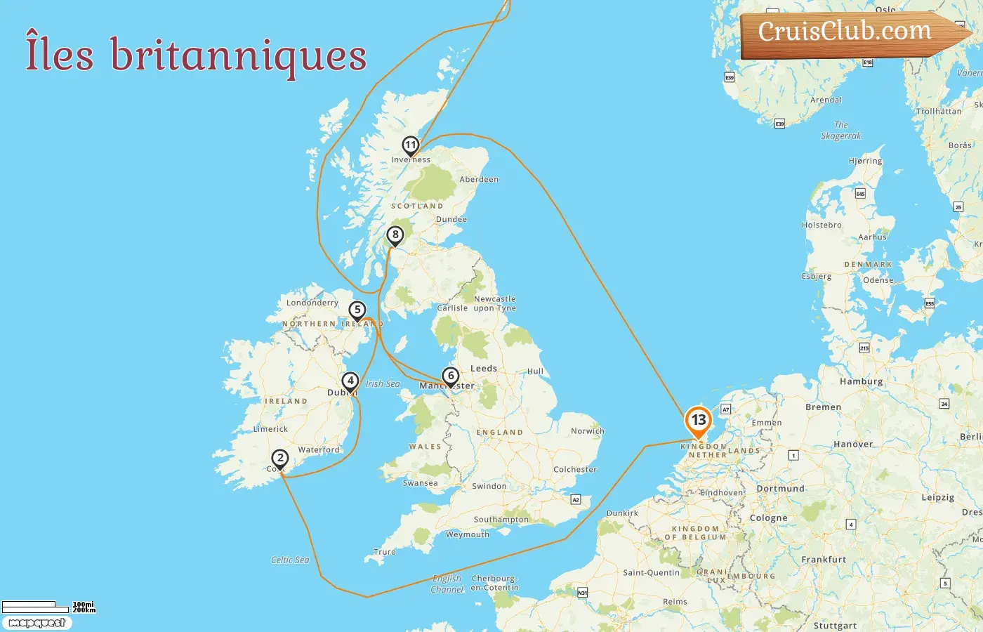 Croisière dans les îles britanniques au départ d`Amsterdam à bord du navire Celebrity Eclipse avec des visites aux Pays-Bas et en Irlande pendant 13 jours