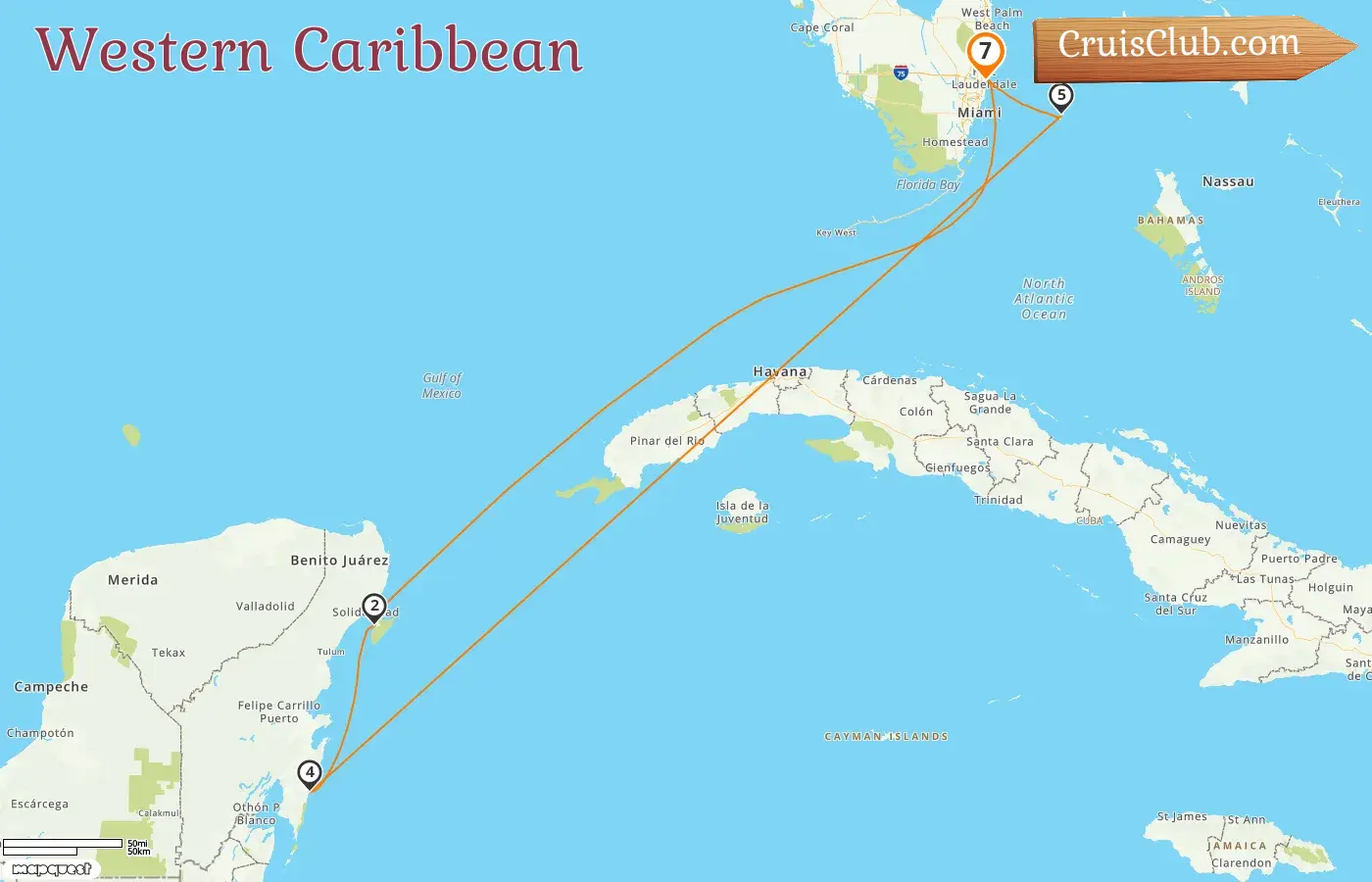 Cruise in the Western Caribbean from Fort Lauderdale aboard Celebrity Silhouette ship with visits to USA, Mexico, and Bahamas for 7 days