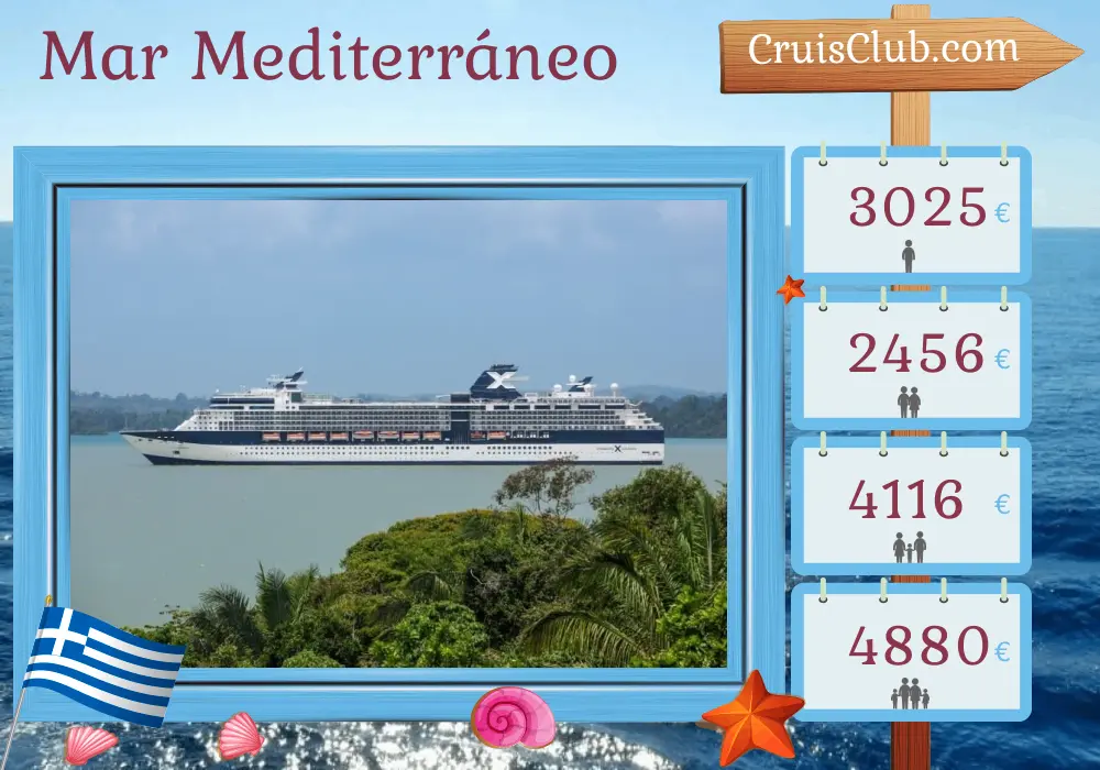 Crucero en el Mediterráneo desde El Pireo a bordo del barco Celebrity Infinity con visitas a Grecia y Turquía durante 11 días