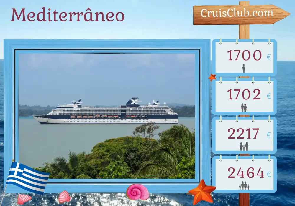 Cruzeiro no Mediterrâneo a partir de Pireu a bordo do navio Celebrity Infinity com visitas à Grécia e Turquia por 9 dias