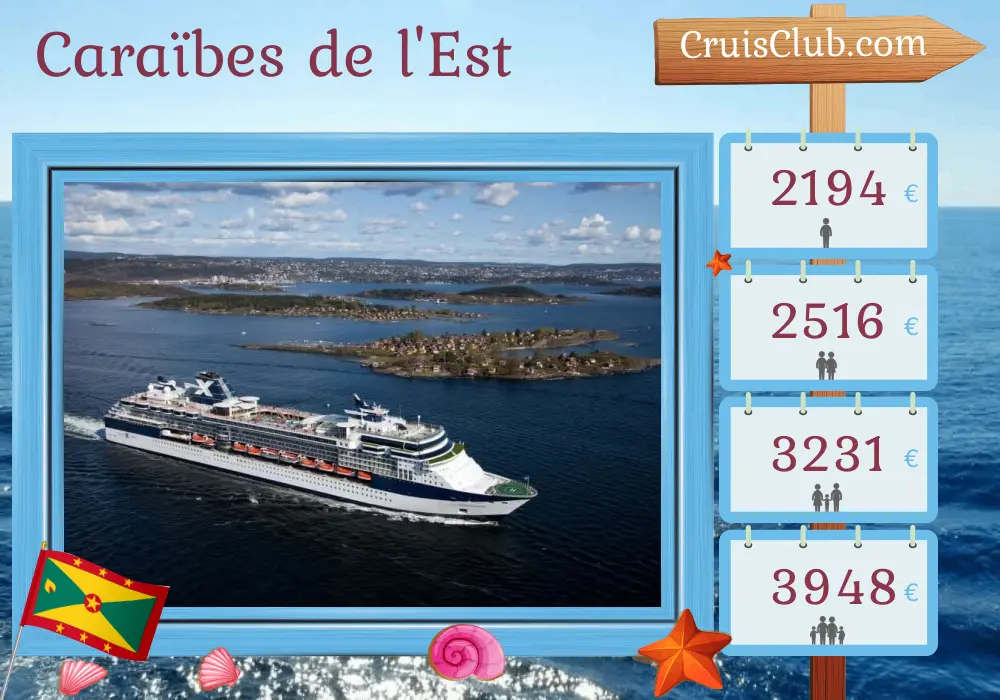 Croisière dans les Caraïbes orientales au départ de Saint John à bord du navire Celebrity Constellation avec des escales à Porto Rico et Grenade pendant 8 jours