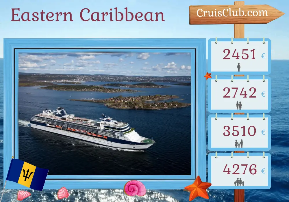 Cruise in the Eastern Caribbean from Saint John aboard Celebrity Constellation ship with visits to Puerto Rico and Barbados for 8 days