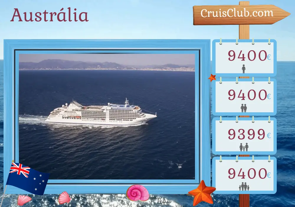 Cruzeiro na Austrália de Fremantle / Perth para Melbourne a bordo do navio Silver Moon com visitas à Austrália por 11 dias