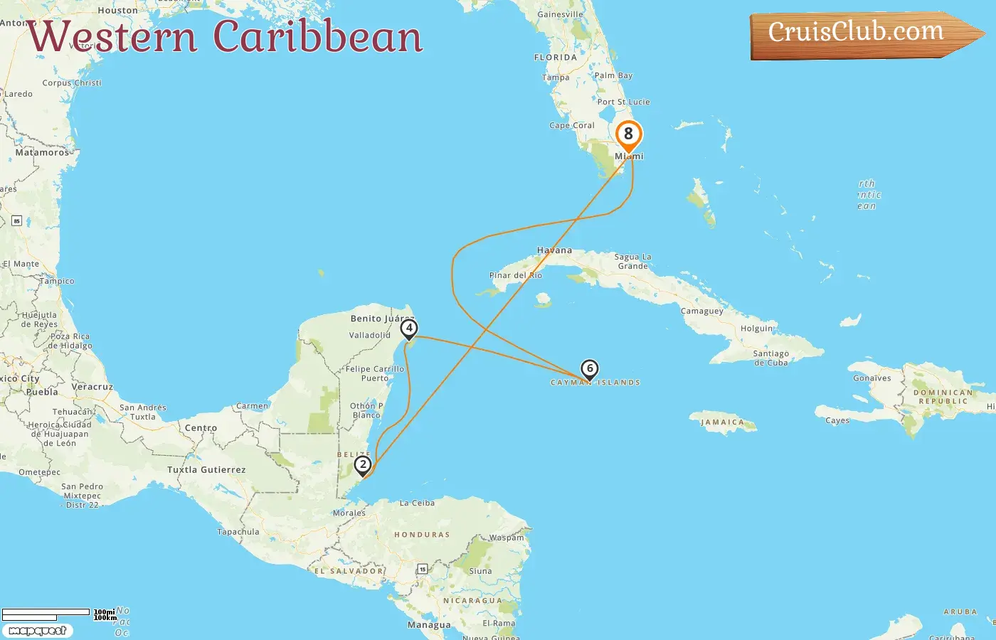 Cruise in the Western Caribbean from Miami aboard Norwegian Encore ship with visits to USA, Belize, Mexico, and Cayman Islands for 8 days