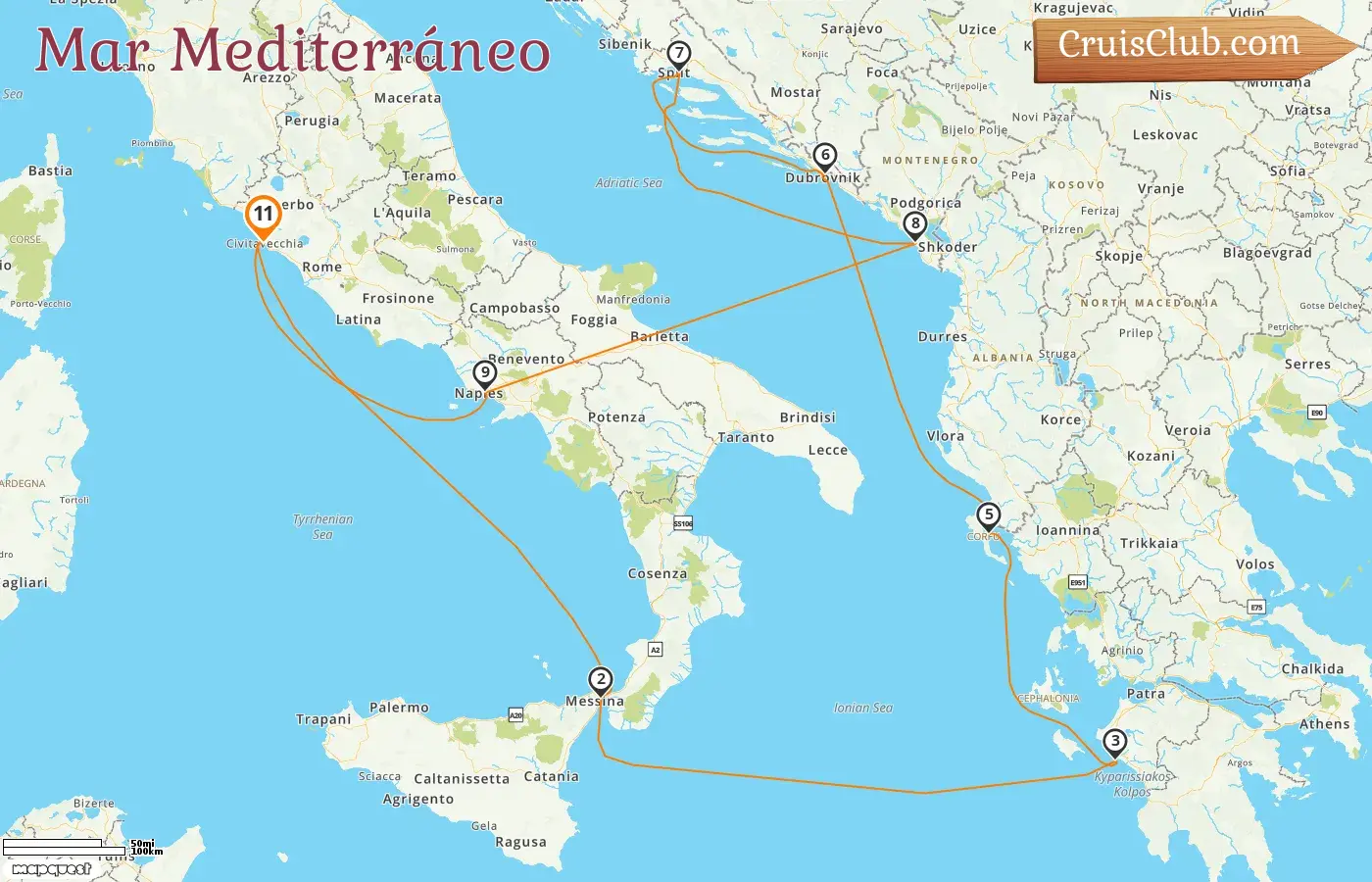 Crucero por el Mediterráneo desde Civitavecchia a bordo del barco Celebrity Ascent con visitas a Italia, Grecia, Croacia y Montenegro durante 11 días