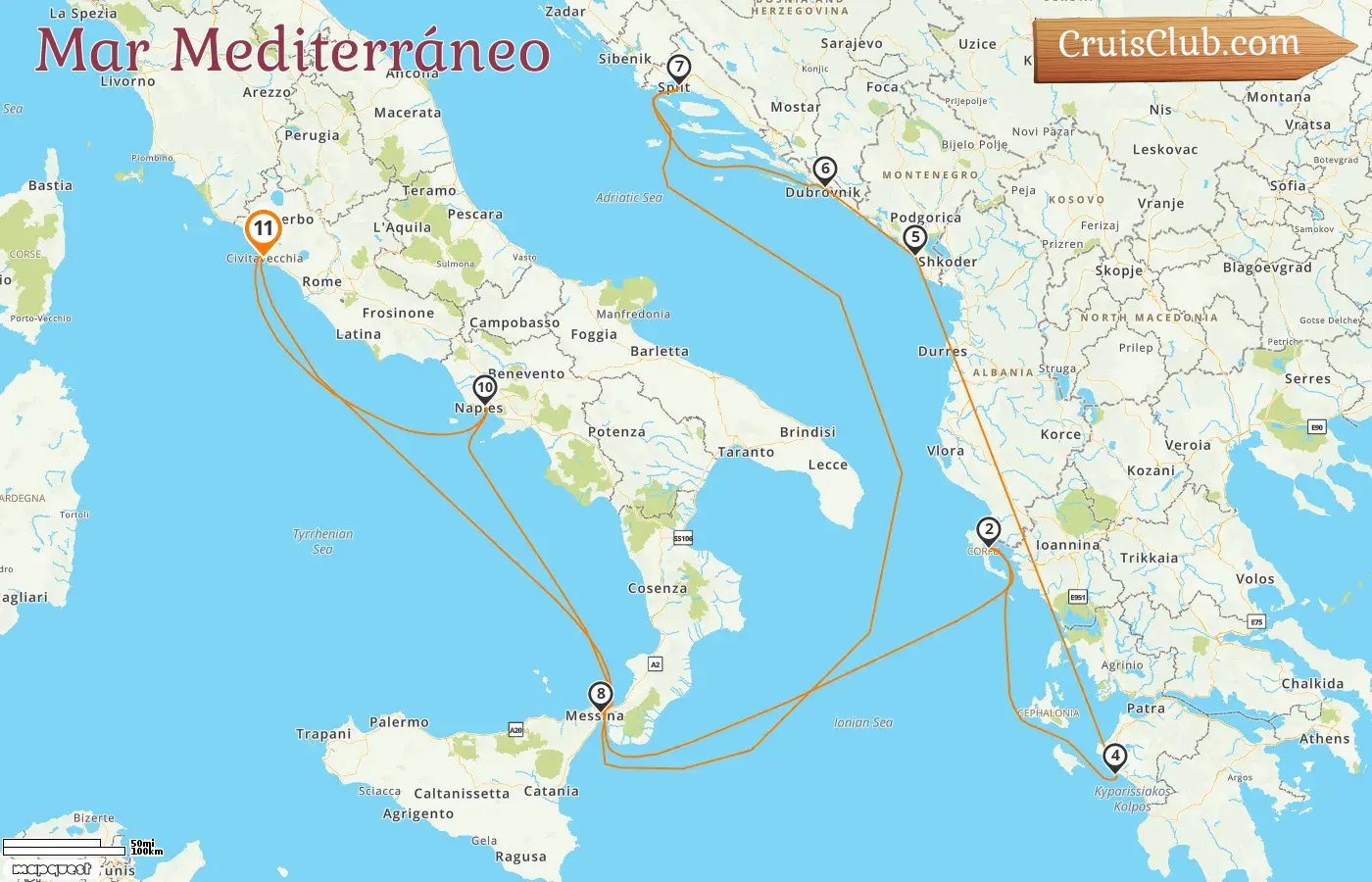 Crucero por el Mediterráneo desde Civitavecchia a bordo del barco Celebrity Ascent con visitas a Italia, Grecia, Montenegro y Croacia durante 11 días