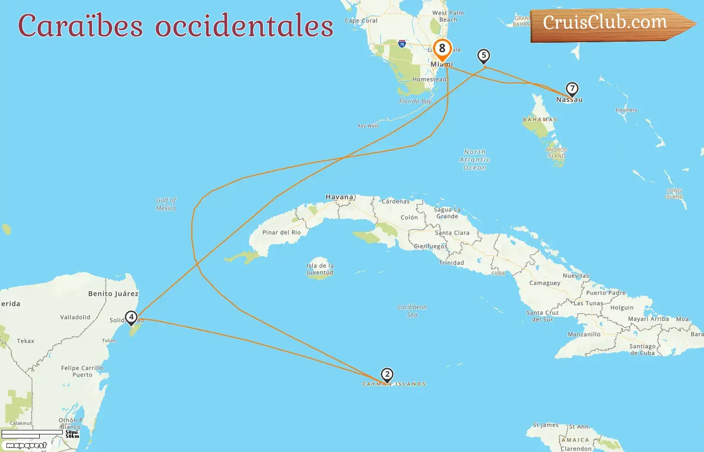 Croisière dans les Caraïbes occidentales au départ de Miami à bord du navire Celebrity Xcel avec des escales aux États-Unis, aux îles Caïmans, au Mexique et aux Bahamas pendant 8 jours
