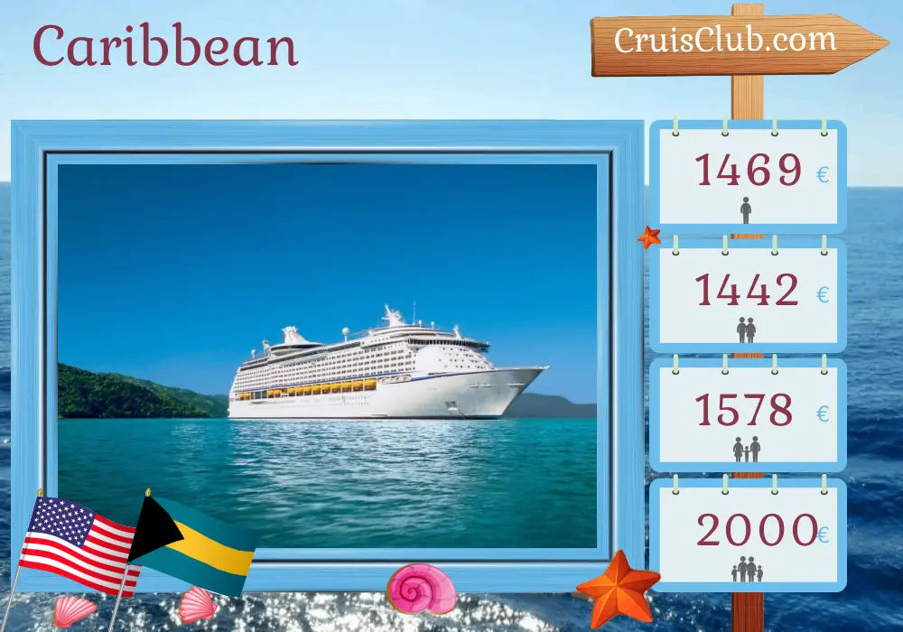 Cruise in the Caribbean from Fort Lauderdale aboard Adventure of the Seas ship with visits to USA, Bahamas, and Haiti for 7 days