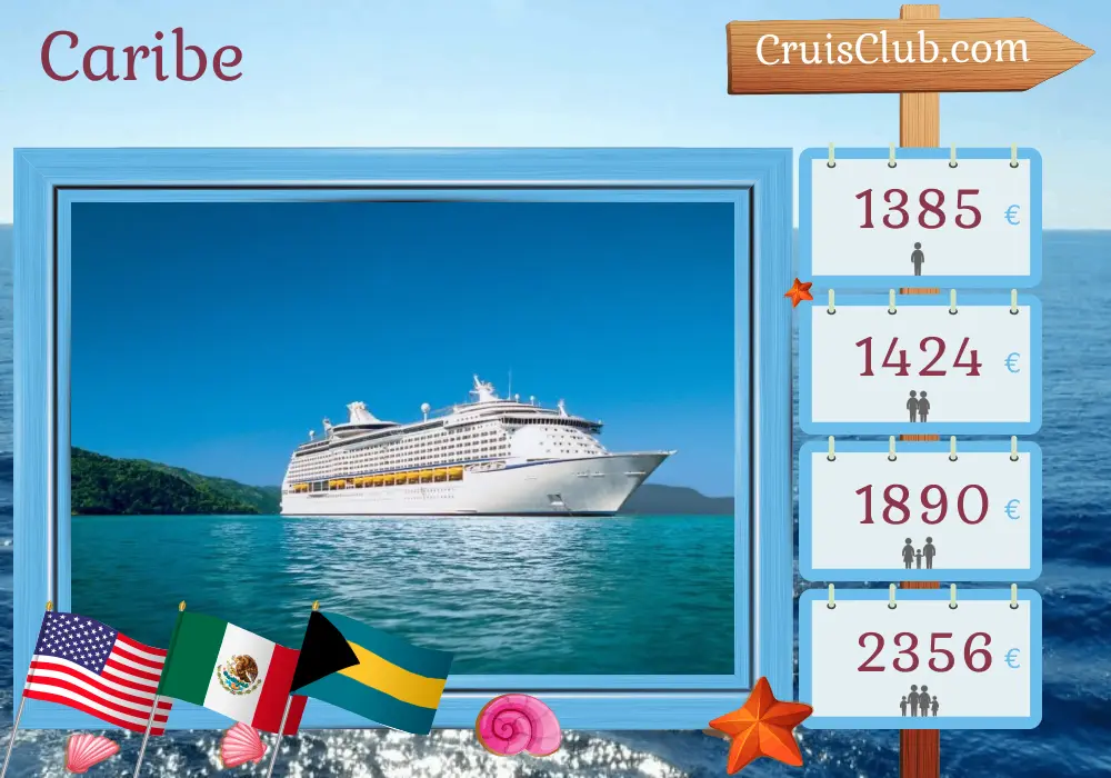 Crucero por el Caribe desde Fort Lauderdale a bordo del barco Adventure of the Seas con visitas a EE. UU., México y Bahamas por 7 días