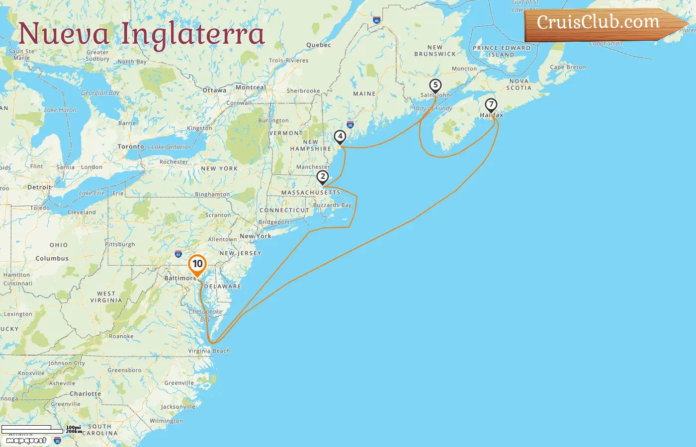 Crucero por Nueva Inglaterra desde Baltimore a bordo del barco Vision of the Seas con visitas a Estados Unidos y Canadá por 10 días