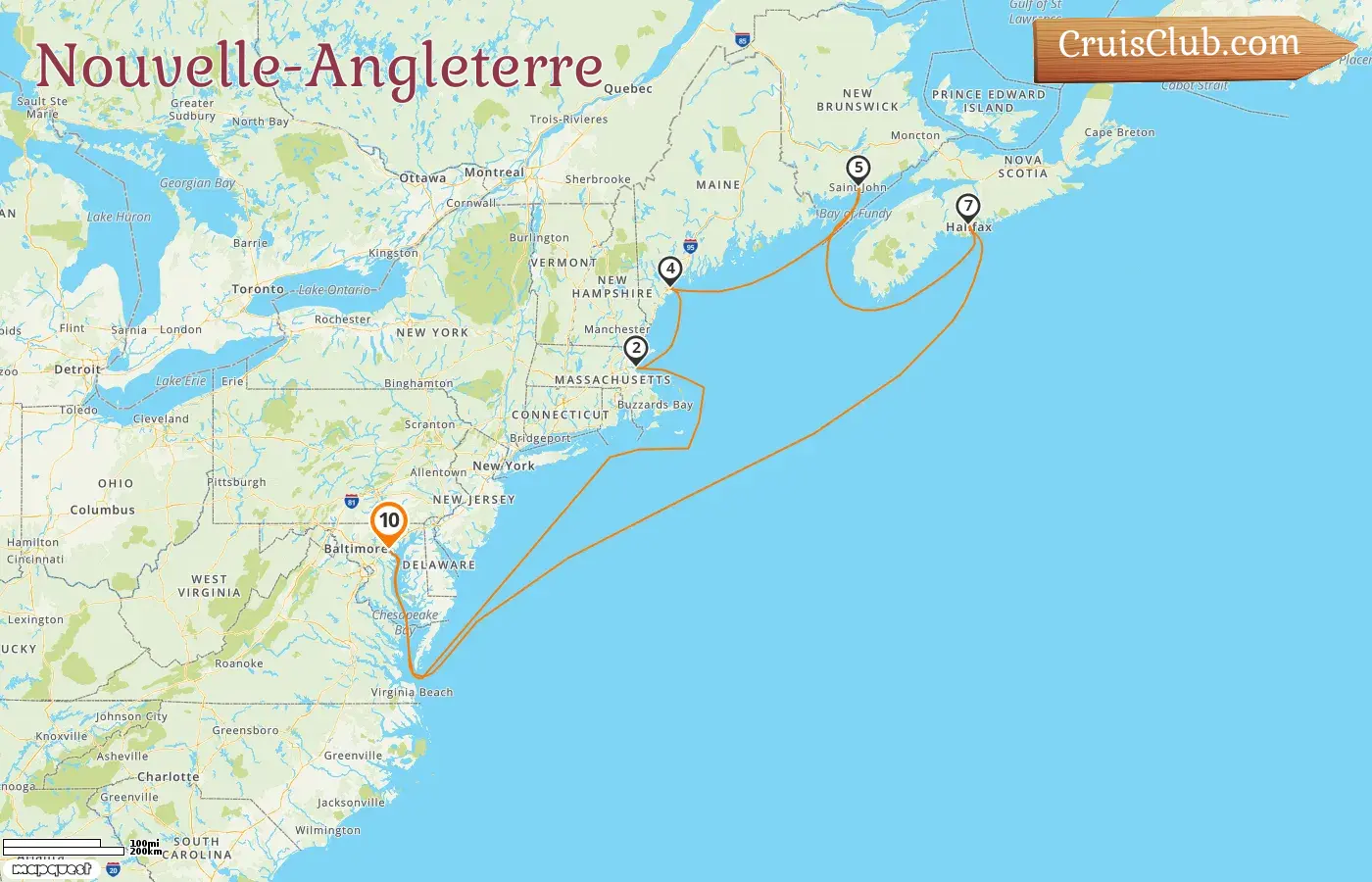 Croisière dans le Nouvelle-Angleterre depuis Baltimore à bord du navire Vision of the Seas avec des visites aux États-Unis et au Canada pendant 10 jours
