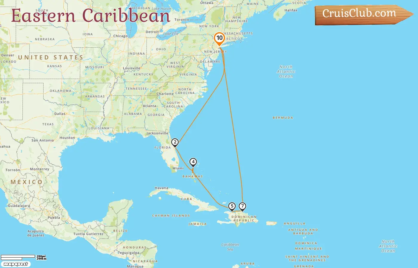 Cruise in the Eastern Caribbean from Cape Liberty / New York aboard Oasis of the Seas ship with visits to USA, Bahamas, Haiti, and Dominican Republic for 10 days