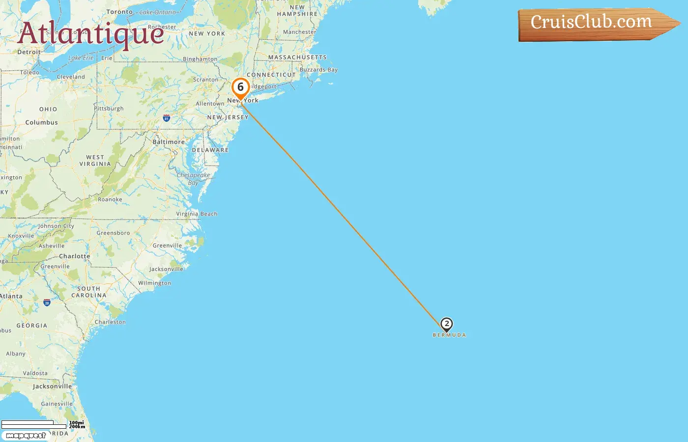 Croisière dans l`Atlantique au départ de Cape Liberty / New York à bord du navire Independence of the Seas avec des visites aux États-Unis et aux Bermudes pendant 6 jours