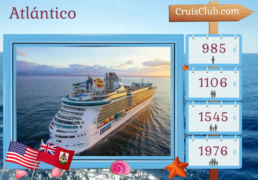 Crucero en el Atlántico desde Cape Liberty / Nueva York a bordo del barco Independence of the Seas con visitas a Estados Unidos y Bermuda por 6 días