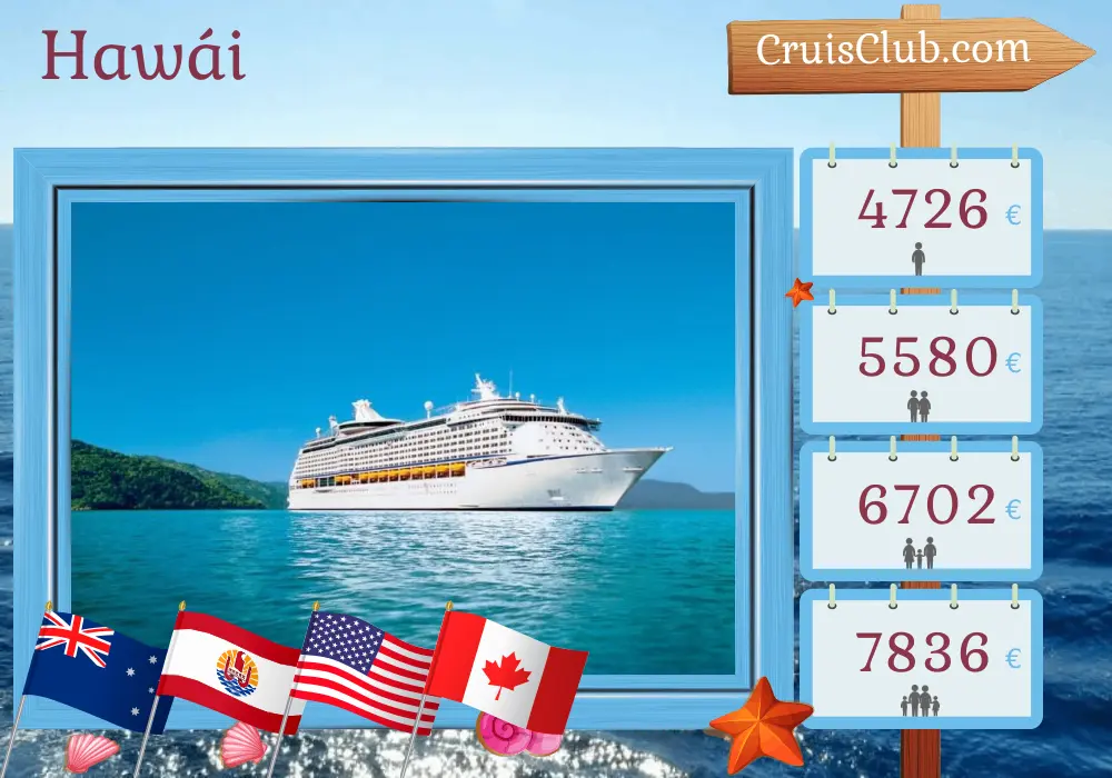 Crucero en Hawai desde Brisbane a Seattle a bordo del barco Voyager of the Seas con visitas a Australia, Polinesia Francesa, EE. UU. y Canadá durante 26 días