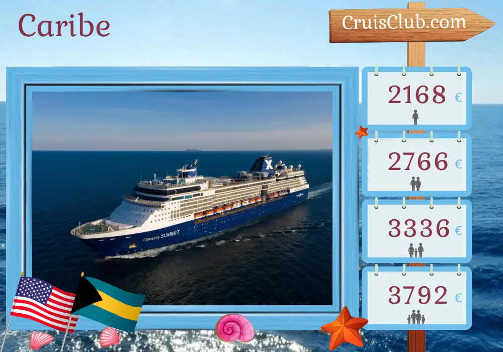 Crucero por el Caribe desde Tampa a bordo del barco Celebrity Summit con visitas a Estados Unidos y Bahamas durante 8 días