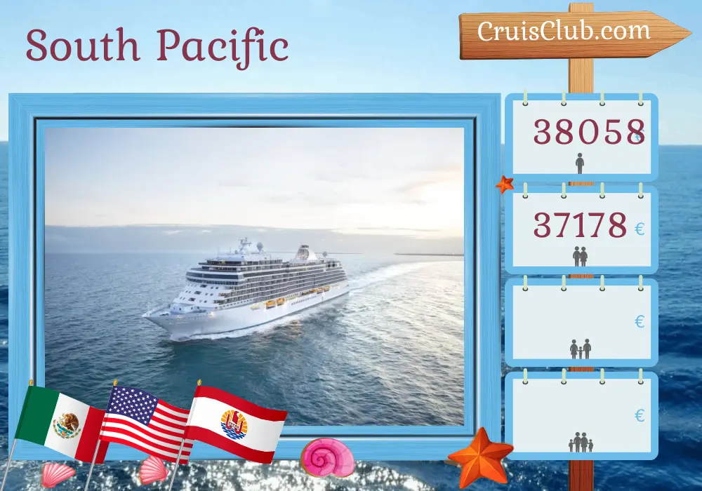 Cruise in the South Pacific from Panama City to Papeete aboard Seven Seas Splendor ship with visits to Panama, Costa Rica, El Salvador, Guatemala, Mexico, USA, and French Polynesia for 29 days