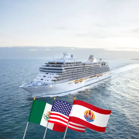 Cruise in the South Pacific from Panama City to Papeete aboard Seven Seas Splendor ship with visits to Panama, Costa Rica, El Salvador, Guatemala, Mexico, USA, and French Polynesia for 29 days