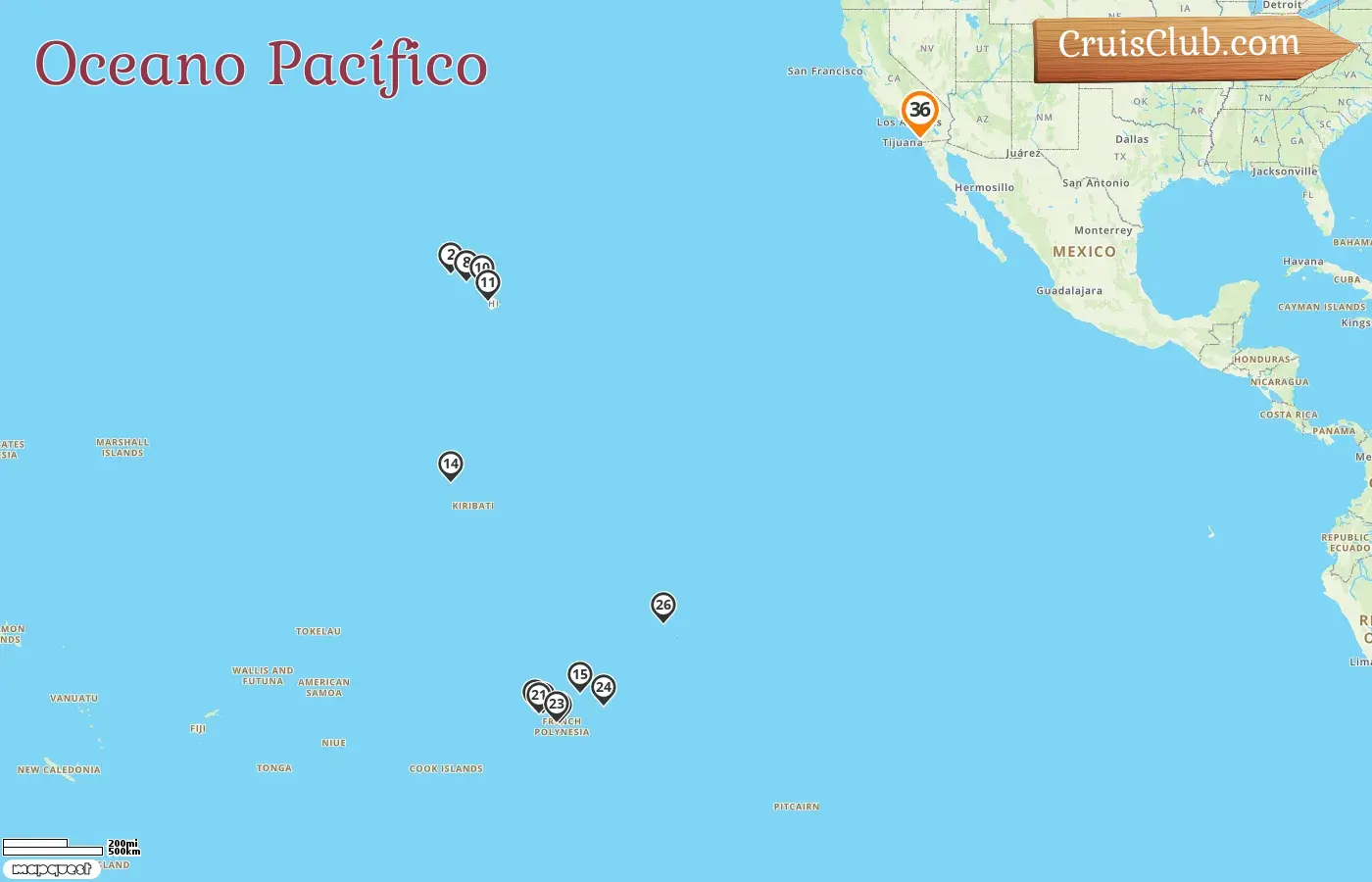 Cruzeiro no Sul do Pacífico de San Diego a bordo do navio Zaandam com visitas aos EUA, Kiribati e Polinésia Francesa por 36 dias