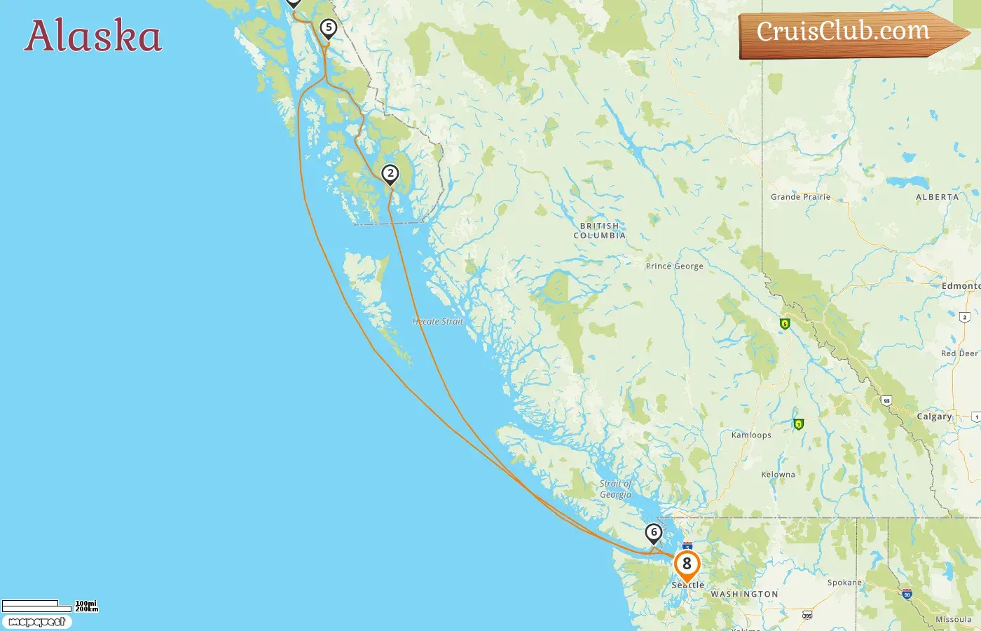 Croisière en Alaska au départ de Seattle à bord du Queen Elizabeth avec des visites aux États-Unis et au Canada pendant 8 jours