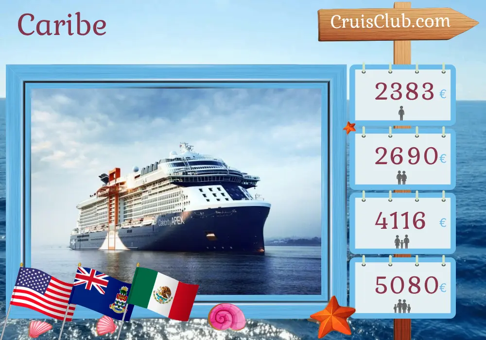 Cruzeiro no Caribe a partir de Port Canaveral / Orlando a bordo do navio Celebrity Apex com visitas aos EUA, Ilhas Cayman e México por 8 dias