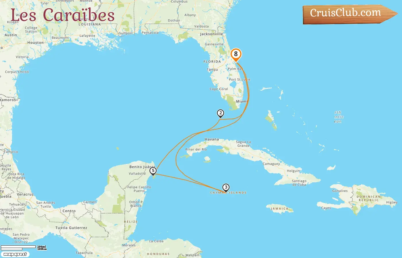 Croisière dans les Caraïbes au départ de Port Canaveral / Orlando à bord du navire Celebrity Apex avec des escales aux États-Unis, aux îles Caïmans et au Mexique pendant 8 jours