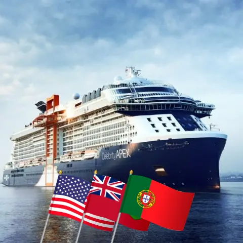 Cruise in the Transatlantic from Port Canaveral / Orlando to Southampton aboard Celebrity Apex ship with visits to USA, Bermuda, and Portugal for 14 days