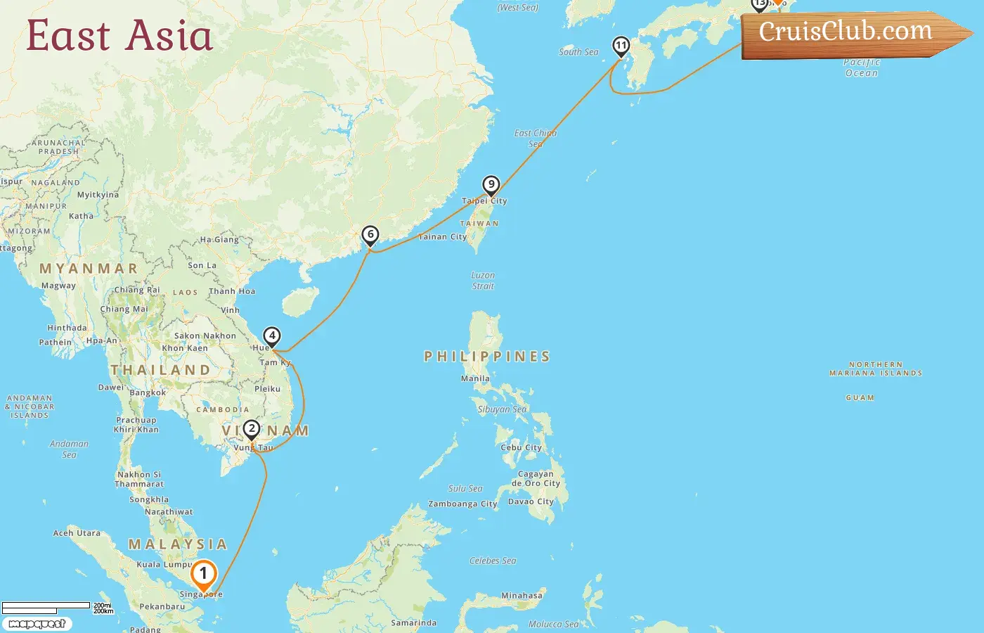 Kreuzfahrt in Ostasien von Singapur nach Yokohama an Bord des Schiffes Celebrity Millennium mit Stopps in Singapur, Vietnam, Hongkong, Taiwan und Japan für 16 Tage