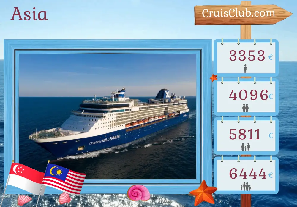 Crucero en Asia de Singapur a Benoa a bordo del barco Celebrity Millennium con visitas a Singapur, Tailandia, Malasia e Indonesia durante 13 días